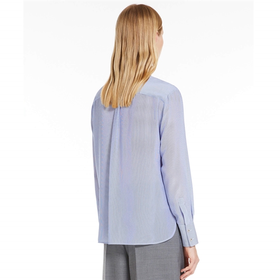 Max Mara Studio Pagine Silke Skjorte, Cornflower Blue Stripe